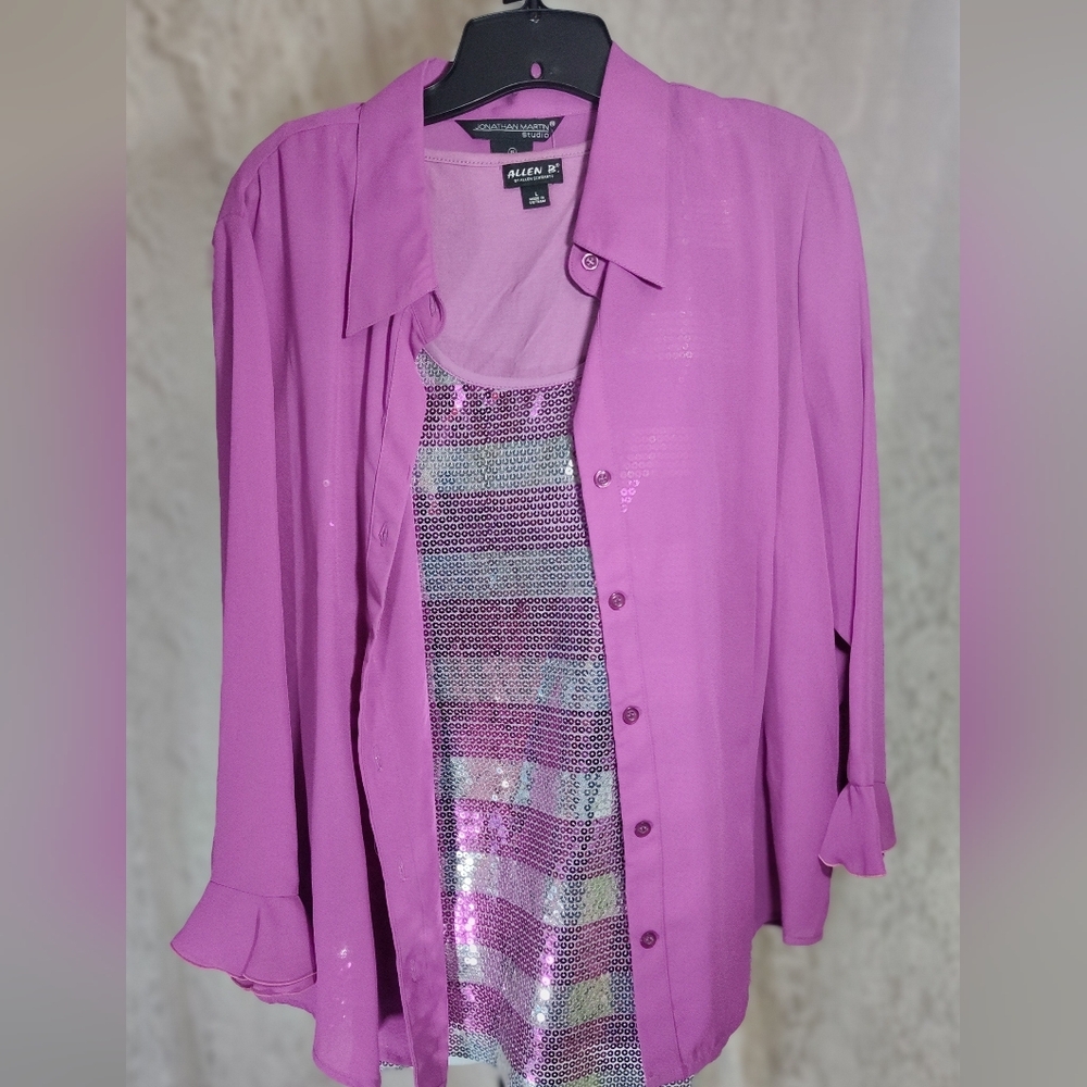 Jonathan Martin Magenta Blouse with Sparkling Tank